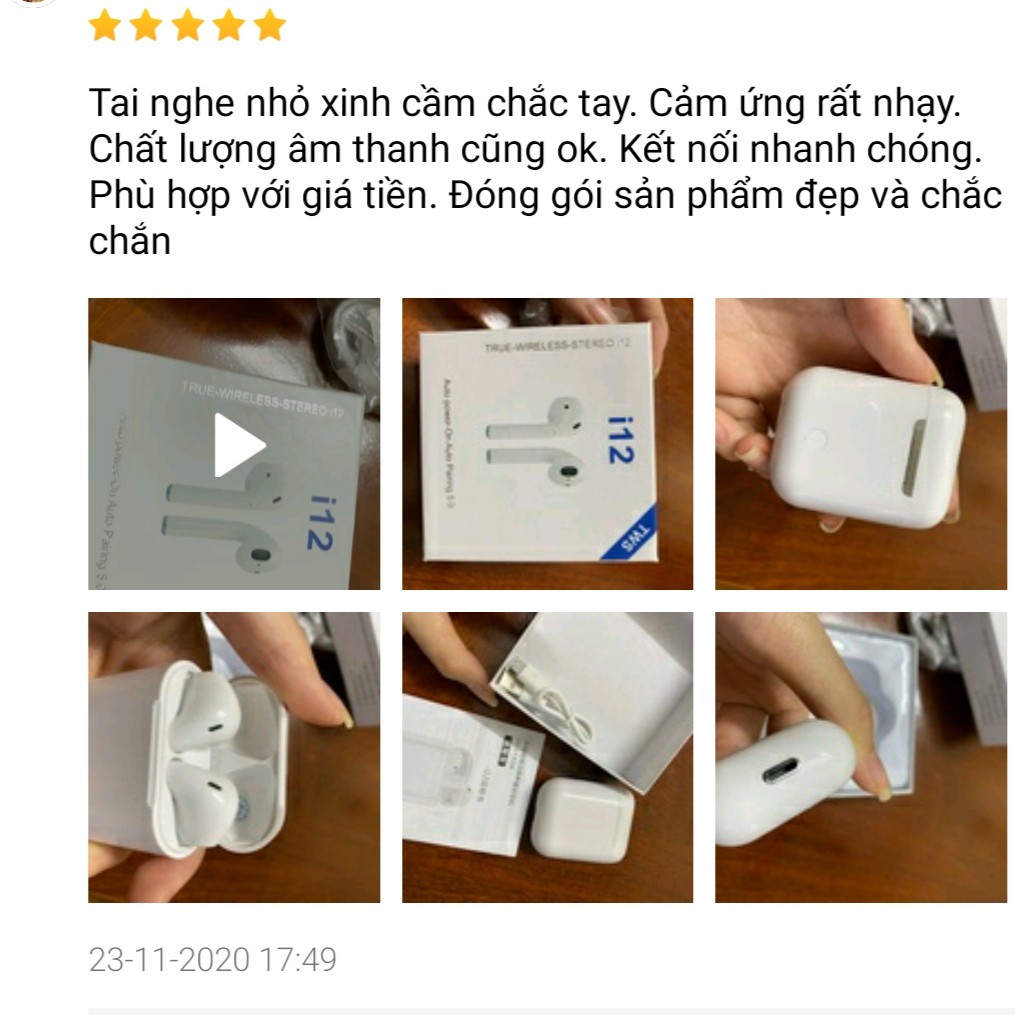 Tai Nghe Bluetooth chính hãng i12 TWS điều khiển cảm ứng cho Android iOS