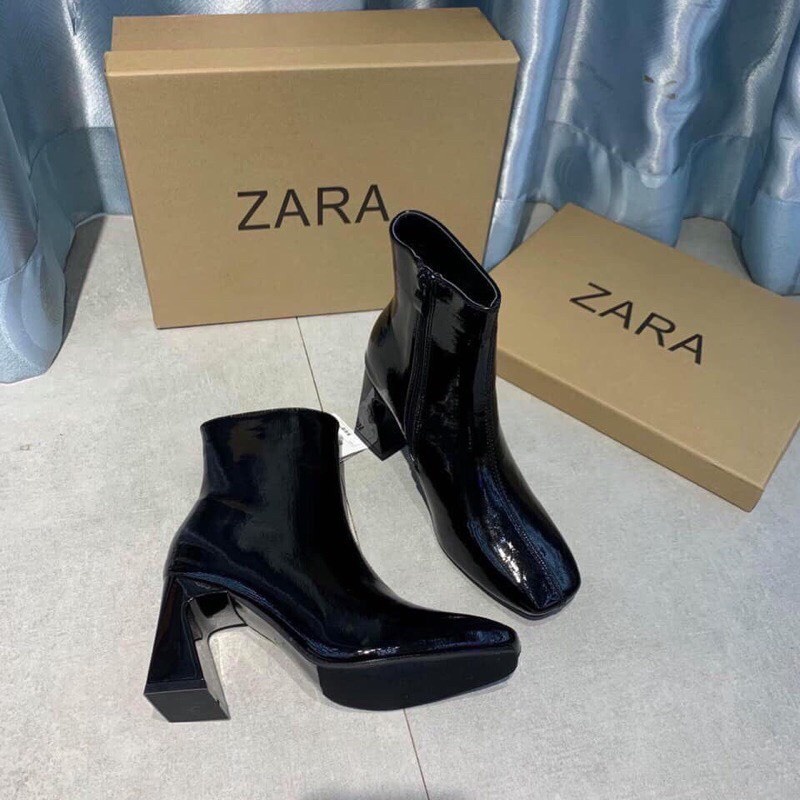Giày bốt nữ cổ cao da bóng khóa kéo cạnh boot nữ gót cao 7 cm boots ulzzang hàn quốc 2020 | BigBuy360 - bigbuy360.vn