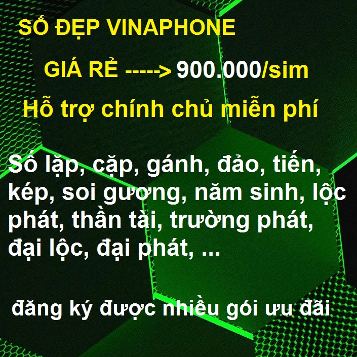 Số Đẹp Vina RẺ 900k Gánh Lặp Cặp Đảo Tiến Kép Năm Sinh Thần Tài Ông Địa Soi Gương Tam hoa ...Miễn phí Đăng Ký chính chủ