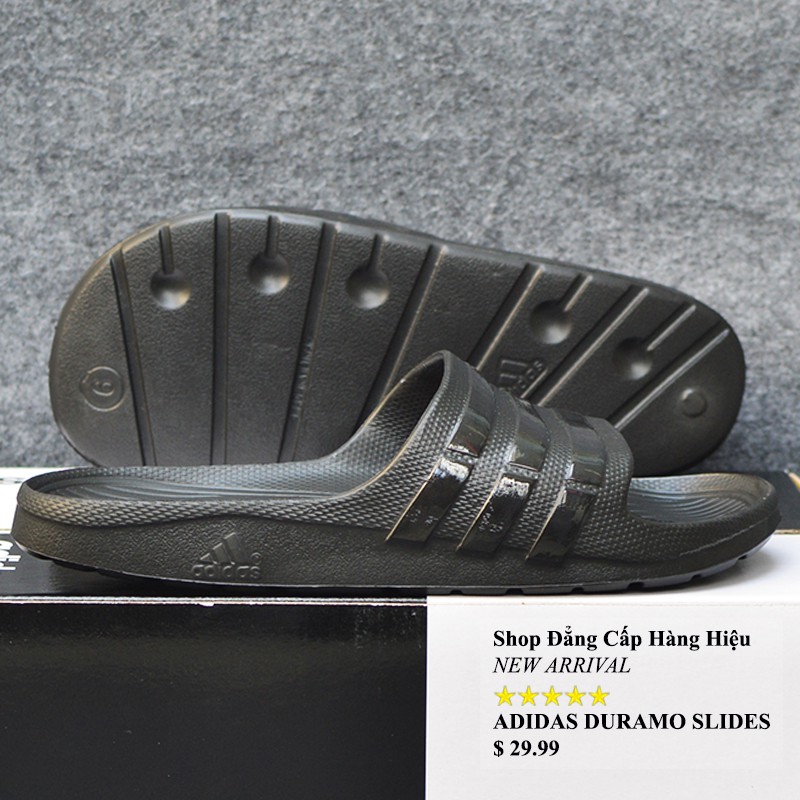 Dép Adidas Duramo chính hãng màu đen sọc bóng
