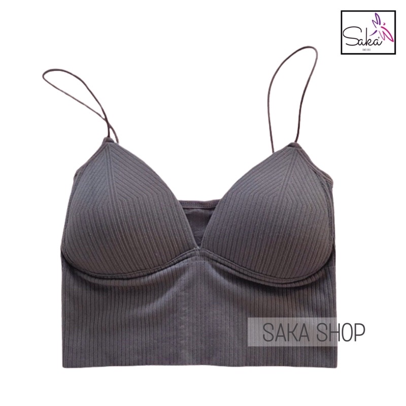 Áo bra len hai dây có mút nhẹ ôm tạo khe nhiều màu