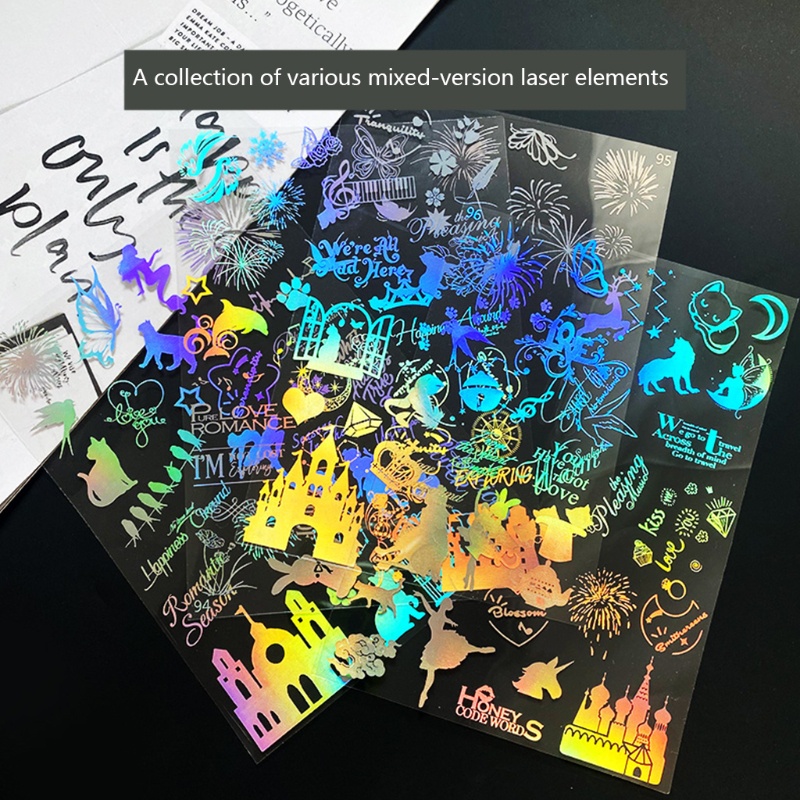 Set 1 / 4 Tấm Nhãn Dán Bằng Nhựa PVC Hỗn Hợp Làm Trang Sức Thủ Công