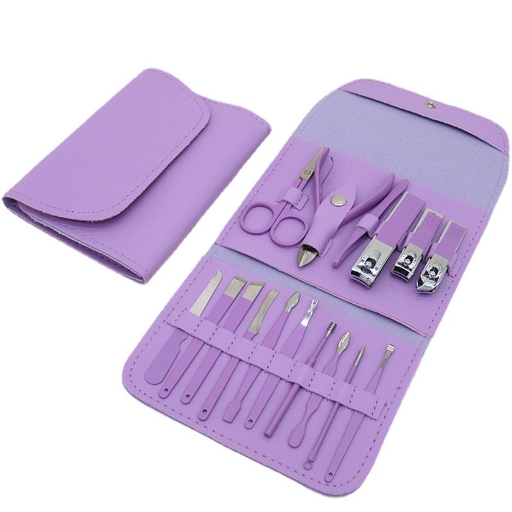 Bộ Bấm Móng Tay 12/16 Món Dụng Cụ Làm Đẹp Bộ Cắt Móng Tay, Làm Nail, Nặn Mụn Cao Cấp