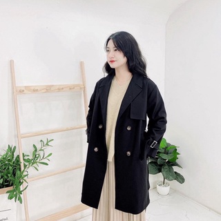 trench coat tay cài đen