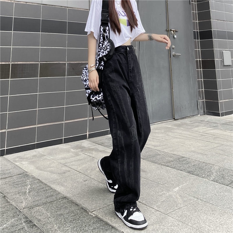 ❖Quần Jean Đen Ống Rộng Phong Cách Retro Đường Phố Hàn Quốc Thời Trang Xuân Thu Cho Nữ