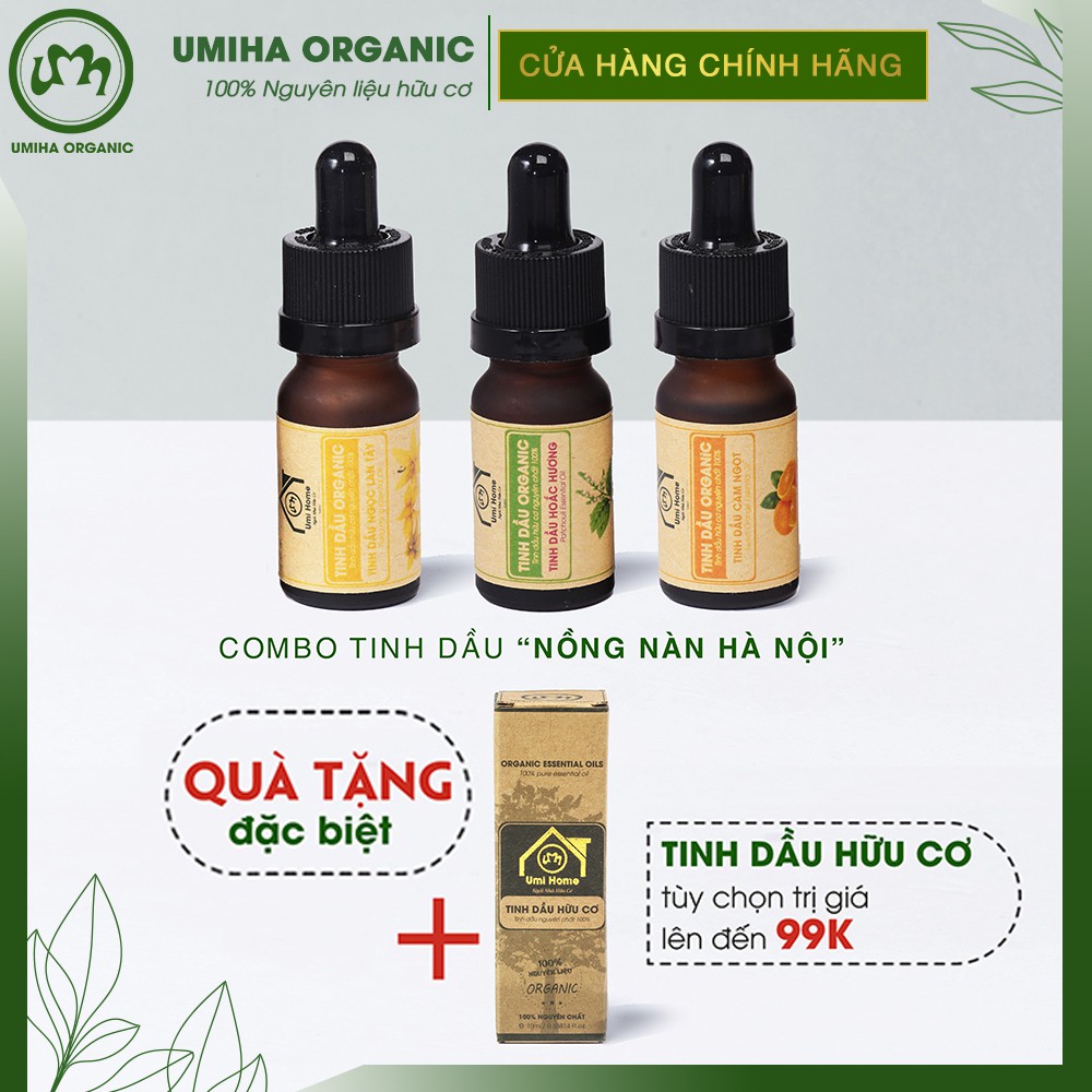 Combo 3 lọ tinh dầu Nồng Nàn Hà Nội (Ngọc Lan Tây, Hoắc Hương, Cam Ngọt) 10ml nguyên chất |Tặng kèm tinh dầu tuỳ chọn