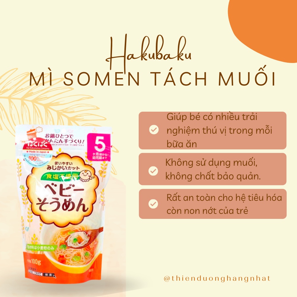 Mì somen tách muối Hakubaku cho bé