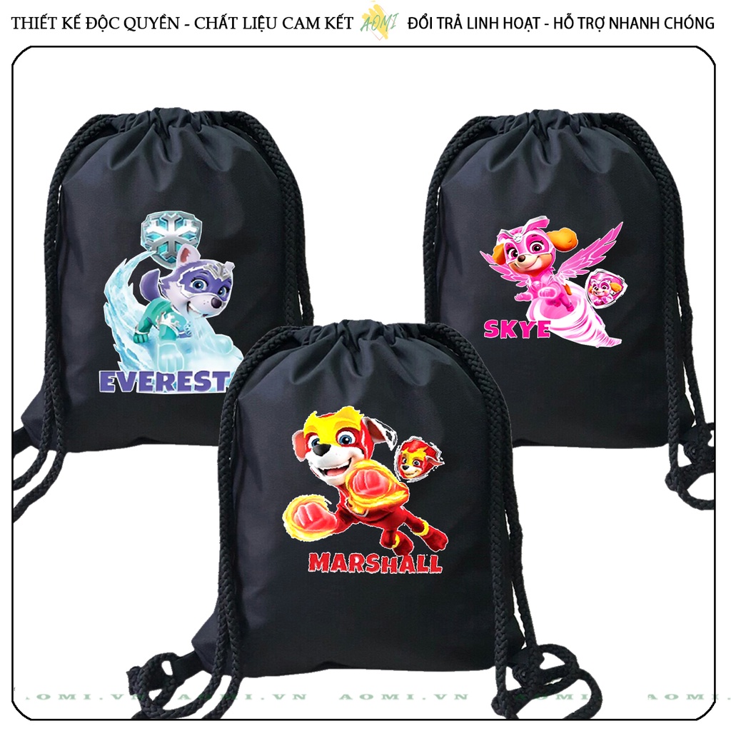 BALO MINI Đội Chó Cứu Hộ Paw Patrol AOMIVN DÂY RÚT ĐEO VAI 33x38cm NHỎ XINH UNISEX CHẤT CANVAS CUTE TIỆN ÍCH DU LỊCH