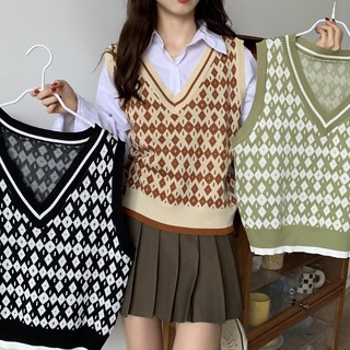 Áo gile len nữ họa tiết thổ cẩm áo len nữ phong cách Hàn Quốc C0098 (có ảnh thật)