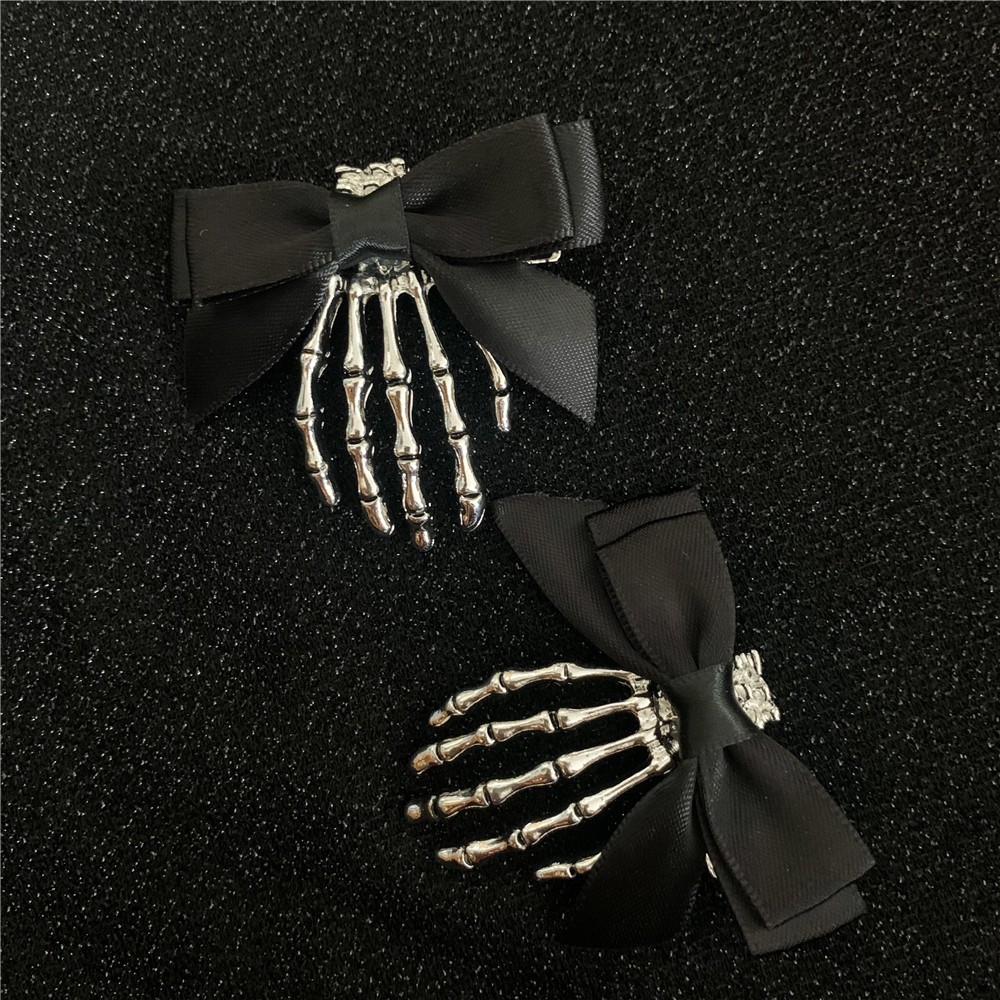 Kẹp Tóc Hình Bàn Tay Xương Phong Cách Gothic Cho Halloween