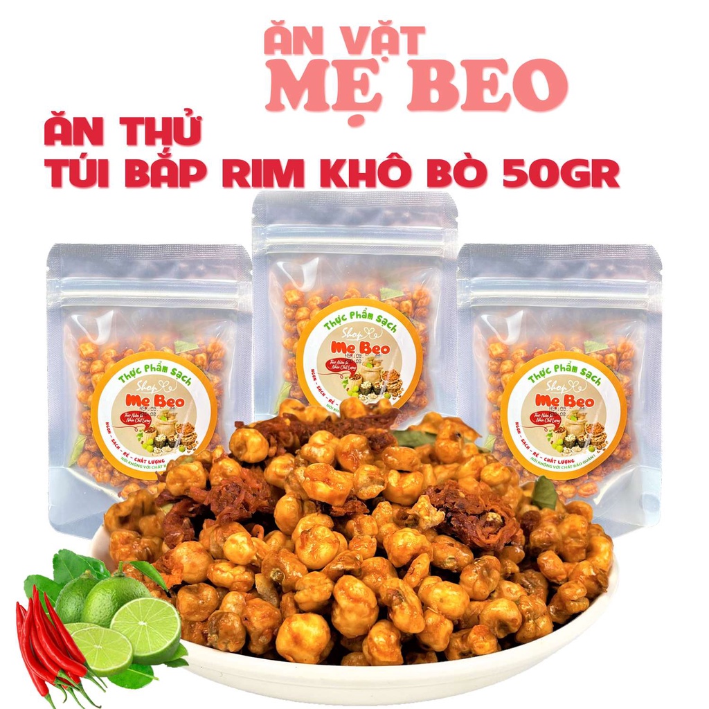 Bắp sấy rim khô bò lá chanh Túi Nhỏ 50gram ăn vặt ngon