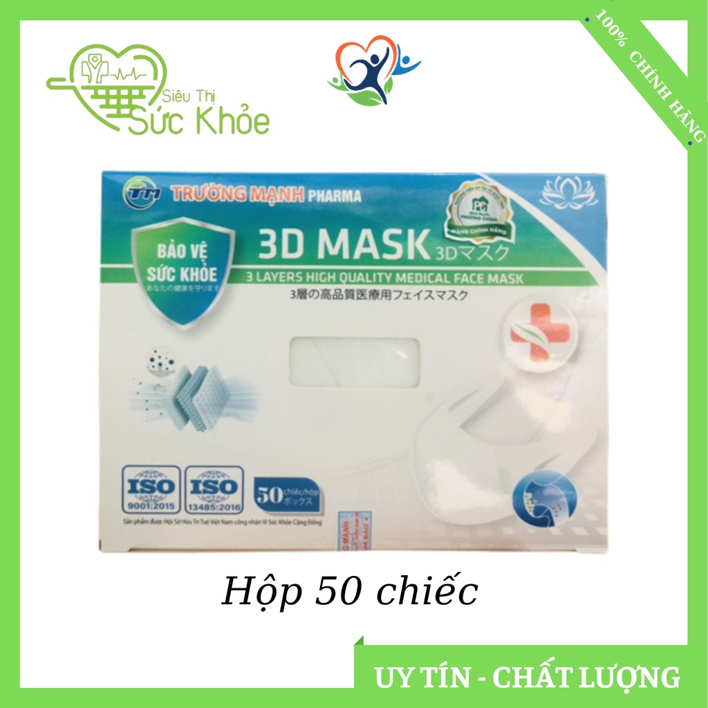 Khẩu trang 3d mask, Khẩu trang kháng khuẩn, Chống bụi mịn ngăn ngừa vi khuẩn công nghệ Nhật Bản hàng chính hãng Hộp 50c