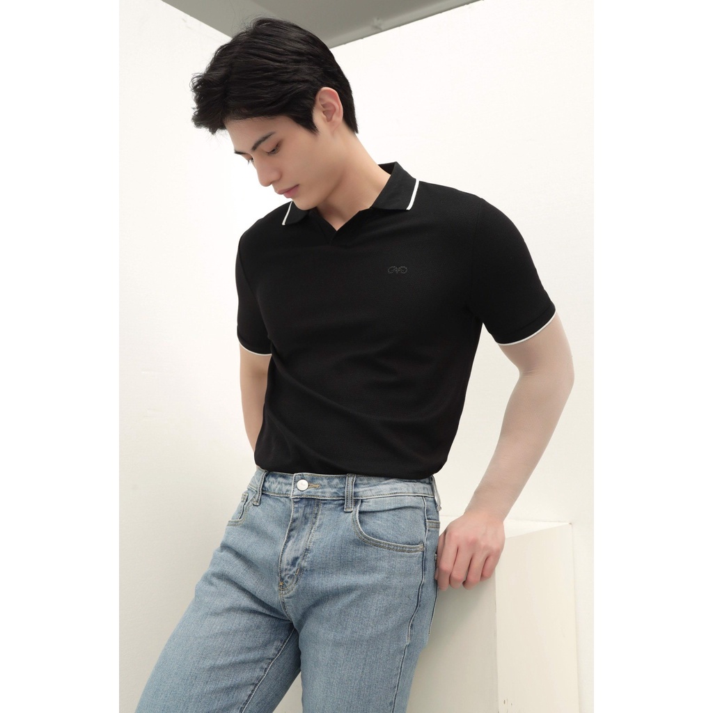 A/G Áo Polo Cổ Chữ V Phom Slimfit. Chất Liệu Cotton Thoáng Mát Không Nhiều Phong Cách Trẻ Trung Năng Động