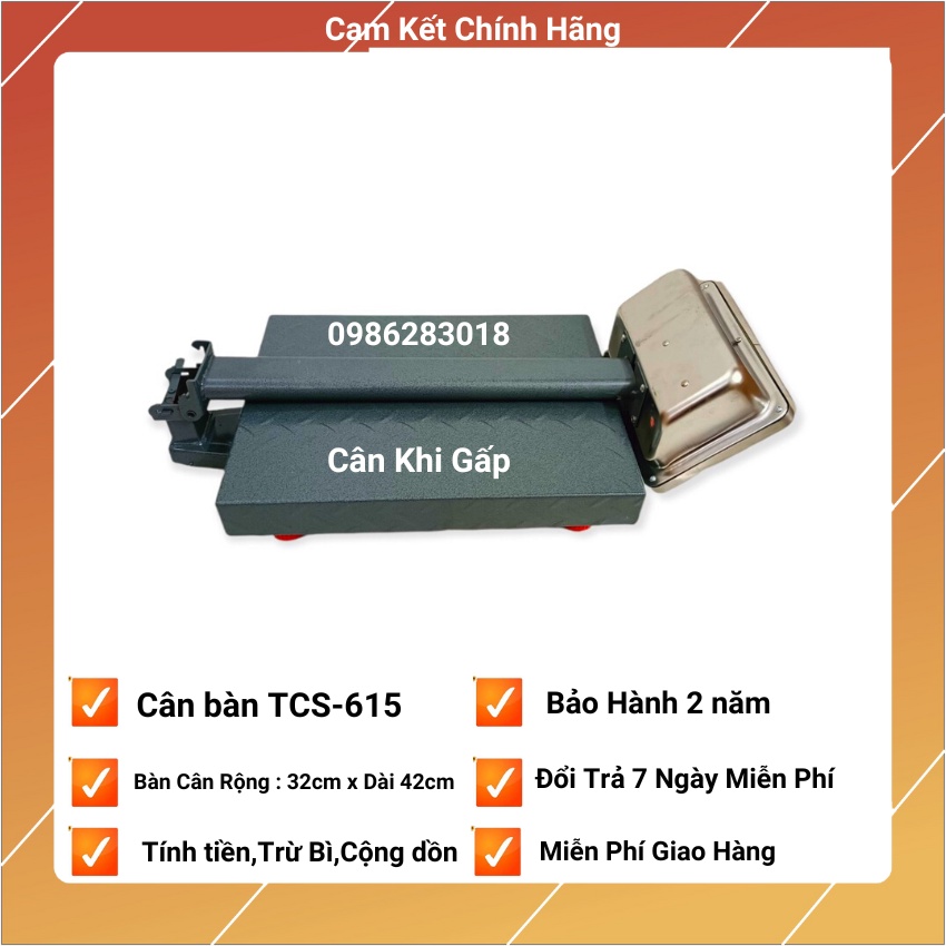 Cân bàn tính tiền điện tử TCS - 615 ( 100kg &amp; 150kg ) được làm bằng sơn tĩnh điện cao cấp [ bảo hành 24 tháng ]