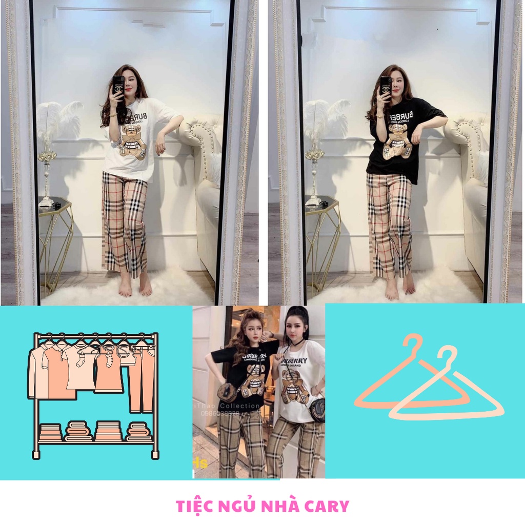 Set đồ nữ quần dài kẻ sọc ống rộng áo thun unisex tay lỡ CARY