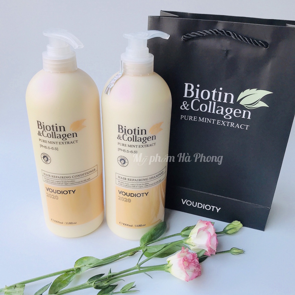 Dầu Gội Biotin Dầu Xả Biotin Collagen Trắng , Giảm Rụng Tóc,Phục Hồi Tóc Khô Xơ, Hư Tổn 1000mlx2 Mẫu 2021 Chính Hãng