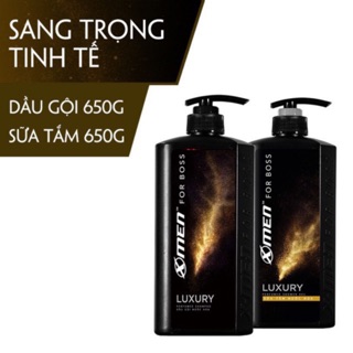  Combo Dầu gội X-Men For Boss Gold Luxury nước hoa nước hoa 650g và sữa tắm 650g mầu vàng  