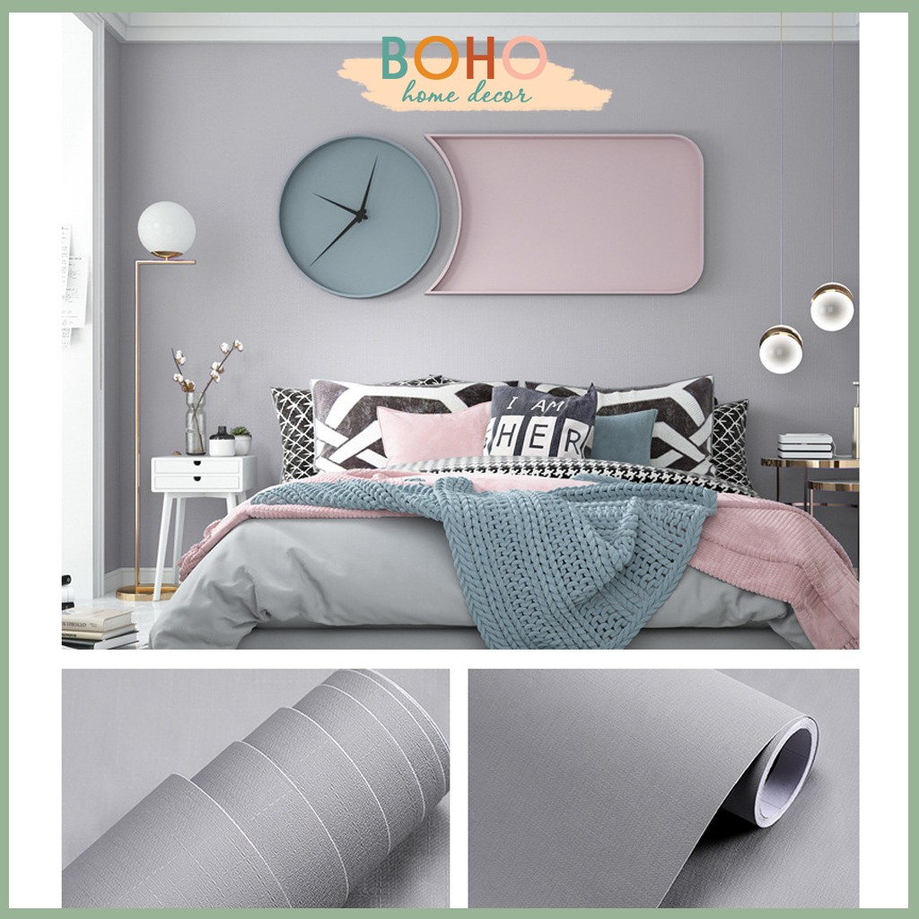 1 mét Giấy dán tường Hàn Quốc cao cấp khổ 60cm có sẵn keo Màu ghi đậm