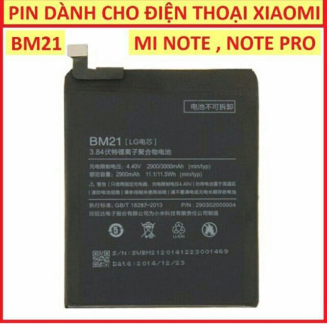 Pin xiaomi xịn Bm21( cho máy Mi Note)
