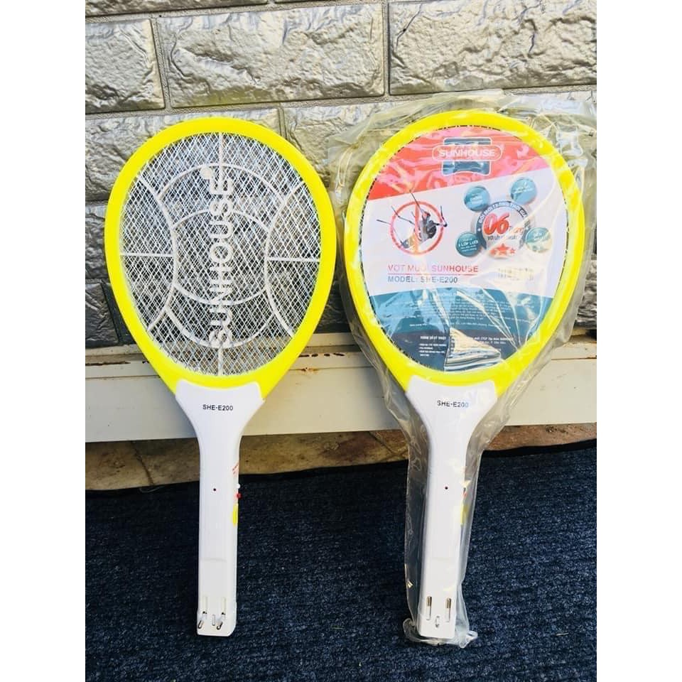 Vợt muỗi Sunhouse SHE-E200 , Dụng cụ bắt côn trùng tích hợp đèn , sạc pin , tay cầm chống trượt , công nghệ sạc nhanh