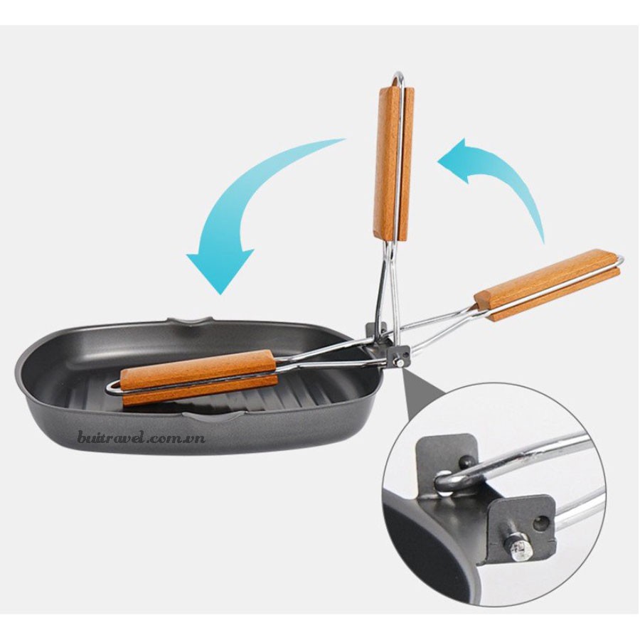 Chảo gấp gọn dã ngoại chống dính - Chảo nướng mặt đá đa năng  cắm trại  BB4311 - Billba Outdoors