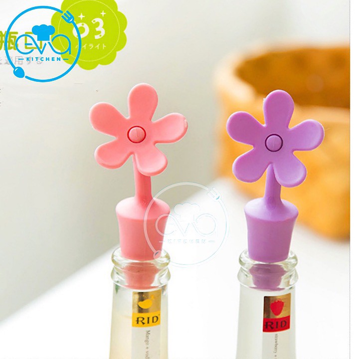 Set 2 Nút Đậy Chai Silicone Flower Bottle Cover