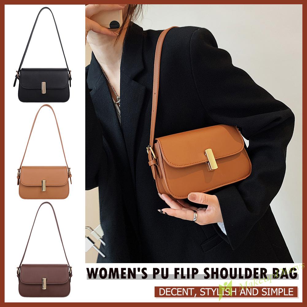 Túi đeo vai mini da PU màu trơn cổ điển cho nữ