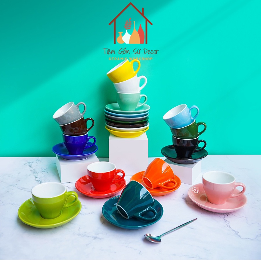 Ly sứ men vân đá Bát Tràng chính hãng, ly tách uống cafe, cốc sứ espresso, cốc sứ uống trà 90ml, nhiều màu lựa chọn