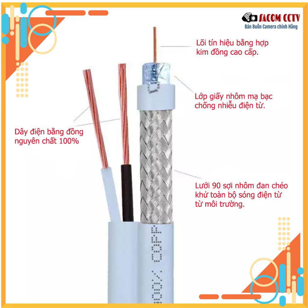 {Combo 10-50m} Cáp đồng trục liền nguồn, lõi đồng, có dầu chống ẩm, cắt từ cuộn 200m