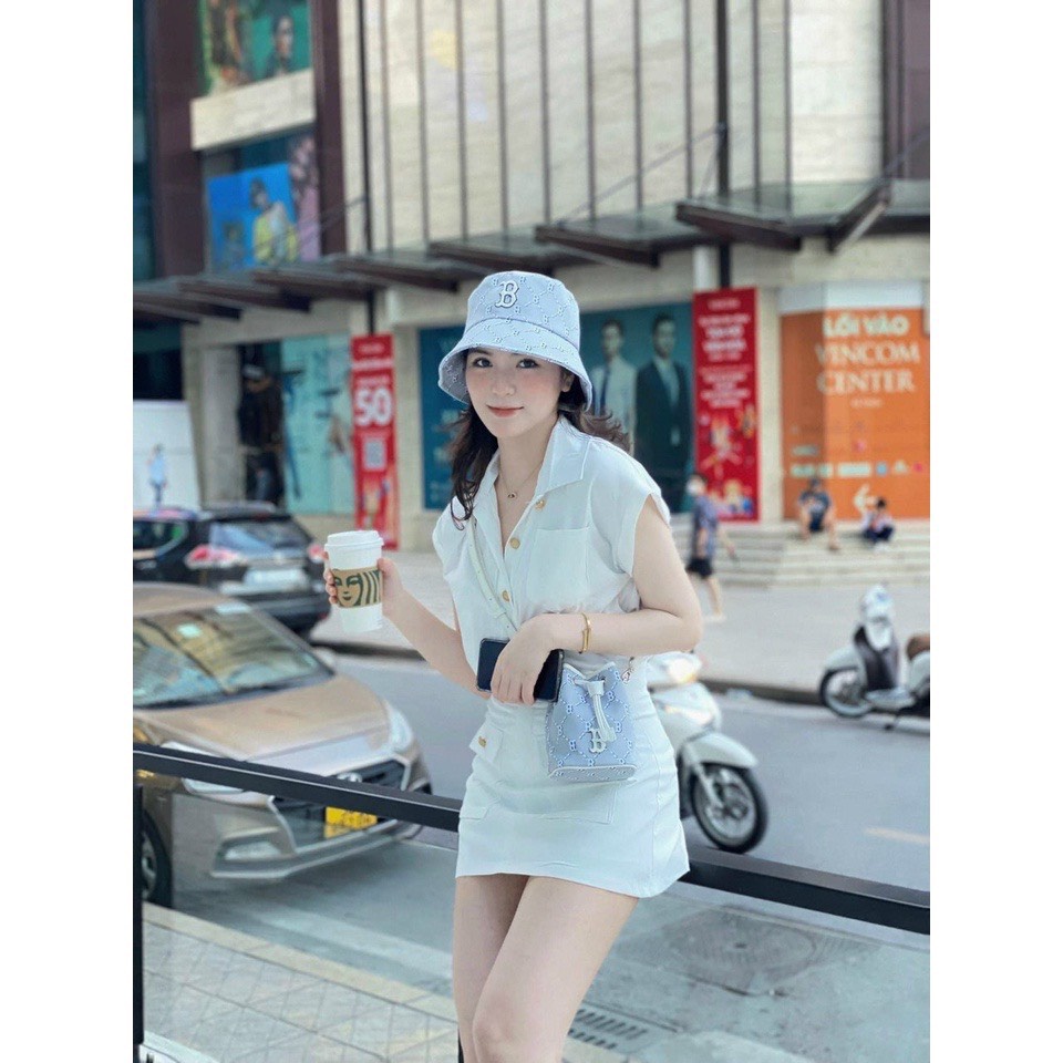 Túi mlb ny đeo chéo nữ mini dây rút thời trang xuất dư xịn DC425