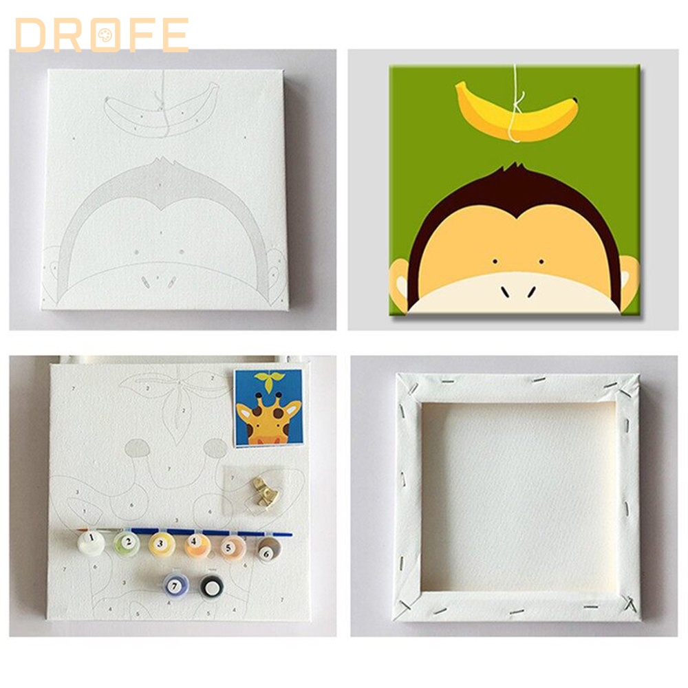 Bộ tranh vải canvas DROFE 20x20cm /30x30cm tự vẽ hình vũ trụ trang trí nhà cửa