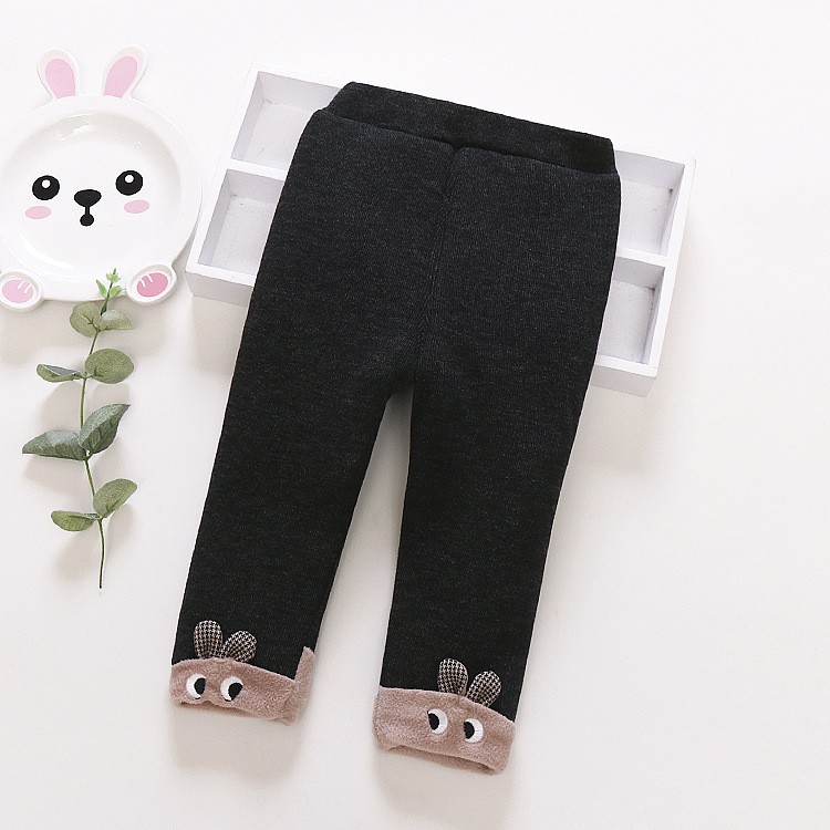 Quần legin lót lông bé gái size 7-15kg họa tiết đính tai thỏ xinh xắn QD08