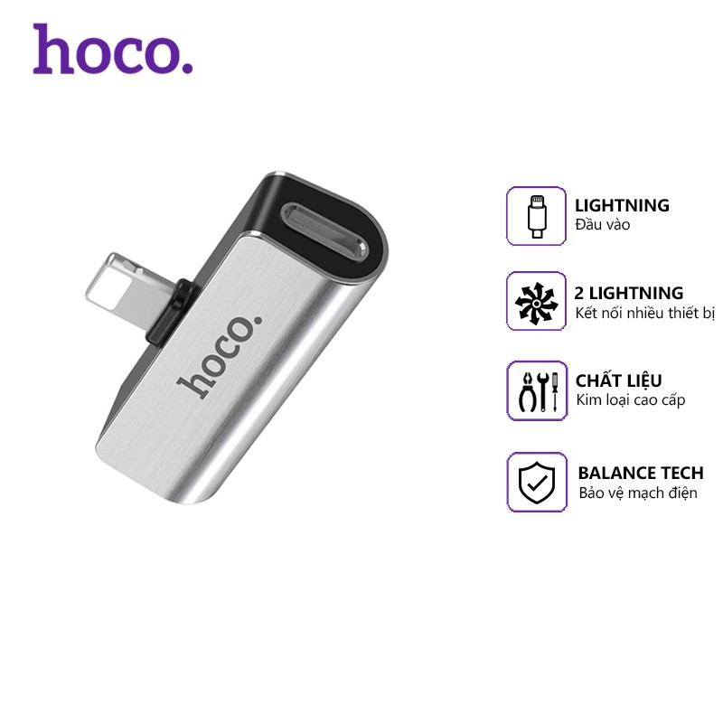 Bộ chuyển đổi Hoco LS25 đầu Lightning sạc 2.0A, 1 Jack 3.5mm, Không hỗ trợ mic