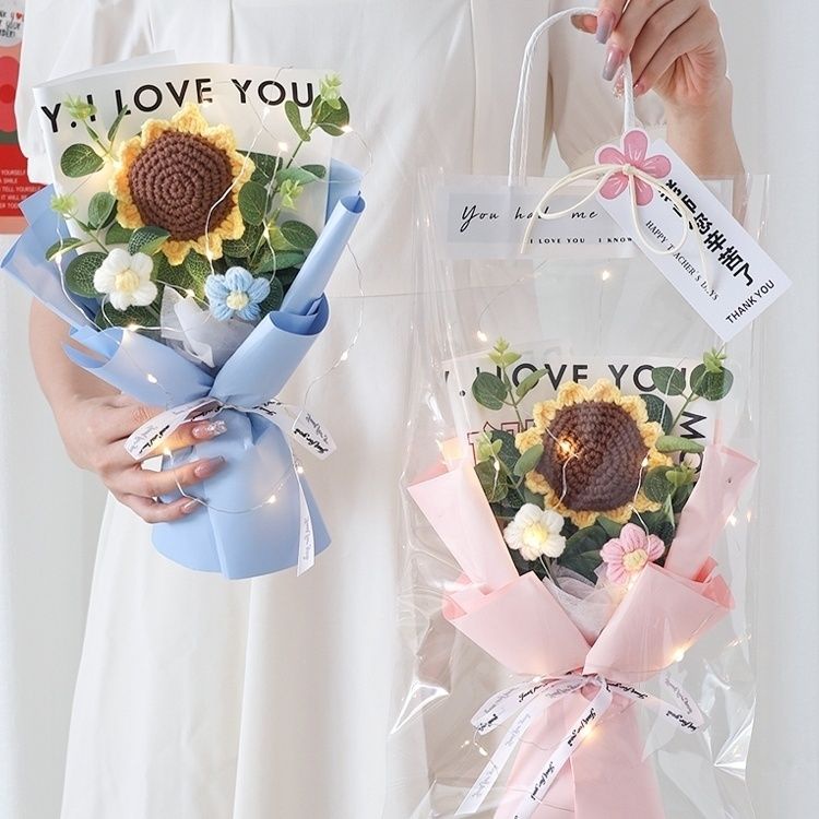 Sản Phẩm Hoàn Thiện Bó Hoa Hướng Dương Đan Len Bằng Tay Cho Ngày Nhà Giáo Bạn Gái Bir