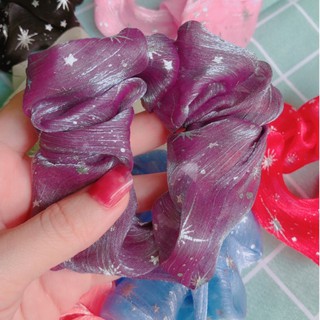 Cột tóc voan Scrunchies in hình dạ quang (9 màu)