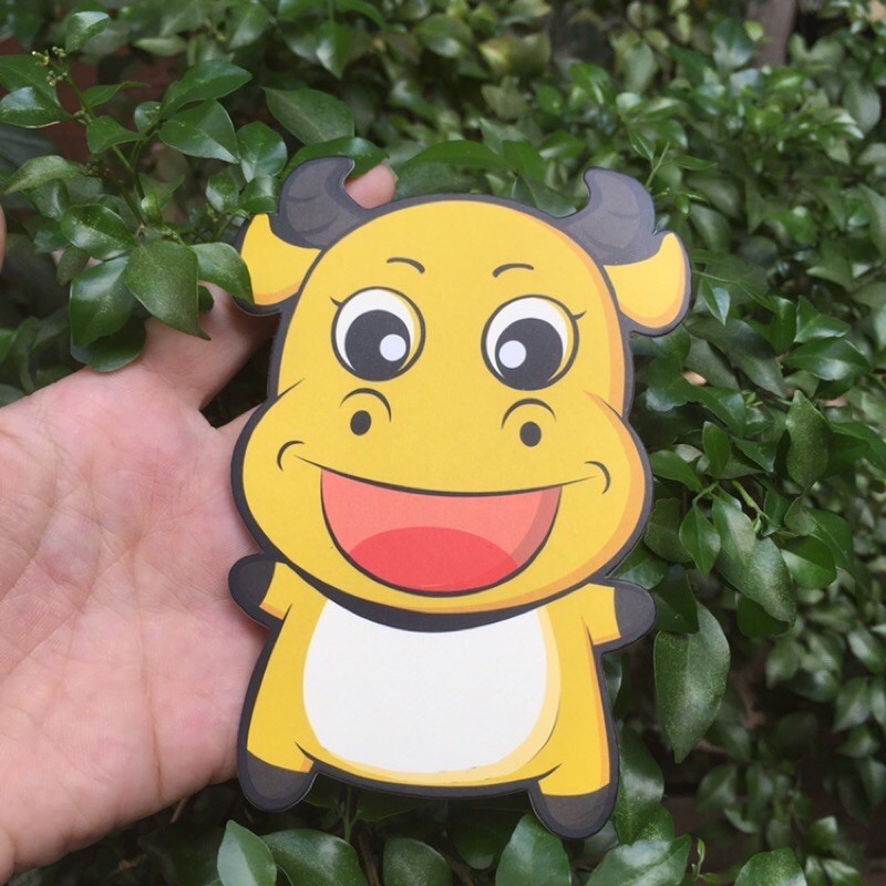 Set 5 bao lì xì hoạt hình Trâu Vàng may mắn