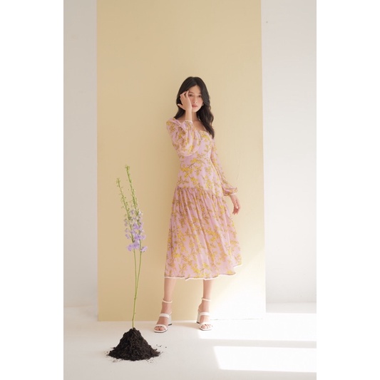 Đầm dài dáng ôm xoè hoạ tiết in hoa Tuscany Dress  - DEVONS STUDIO