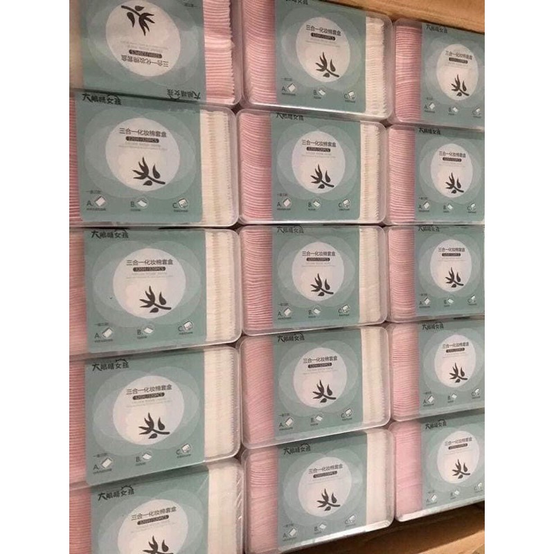 Hộp bông tẩy trang 100% cotton 320 tờ mịn , thấm hút tốt