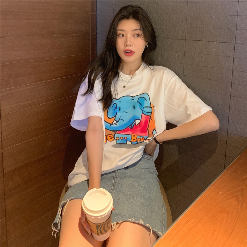 Áo Thun Ngắn Tay Cổ Tròn Dáng Rộng Thời Trang Mùa Hè Dành Cho Nữ