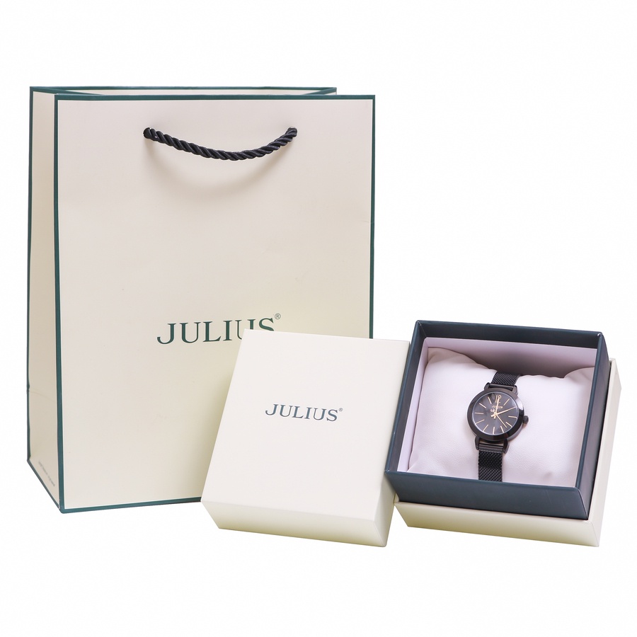 Đồng hồ nữ Julius Ja-732K (Full Đen - Bạc)