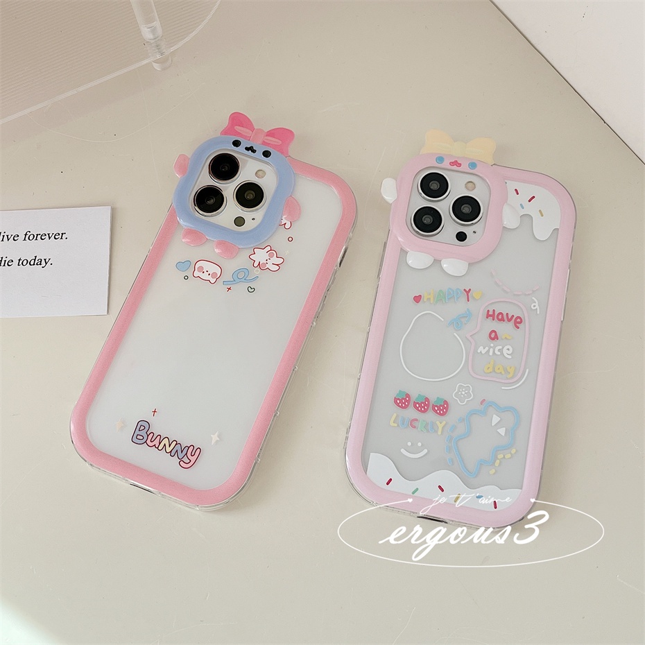 Ốp Điện Thoại Mềm Hình Thỏ Hồng Cho iPhone 14 13 12 11 Pro Max SE2020 X XR Xs Max 7 8 6 6s +