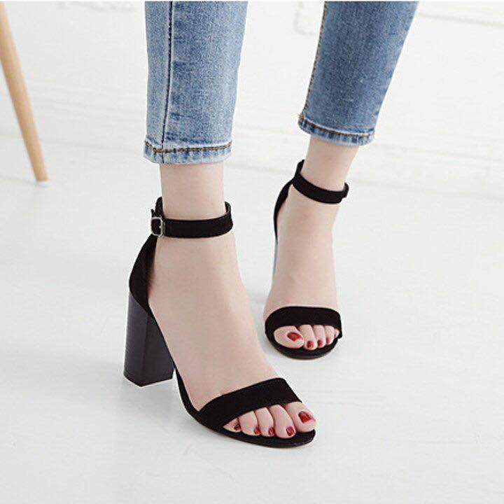 [Mã FASHIONHOTWS hoàn 15% tối đa 30k xu đơn 99k] [Kèm ẢNH THẬT] Giày cao gót sandal 7cm bản ngang đen __LZ002 | BigBuy360 - bigbuy360.vn