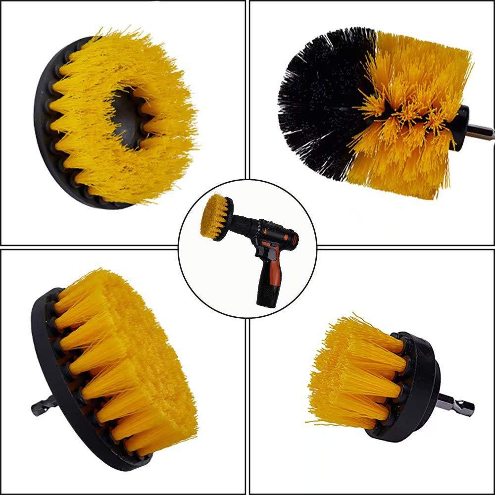 Bộ 3 đầu cọ bàn chải tròn gắn máy khoan dụng cụ chà sàn vệ sinh nhà cửa rửa xe máy ô tô siêu sạch đa năng