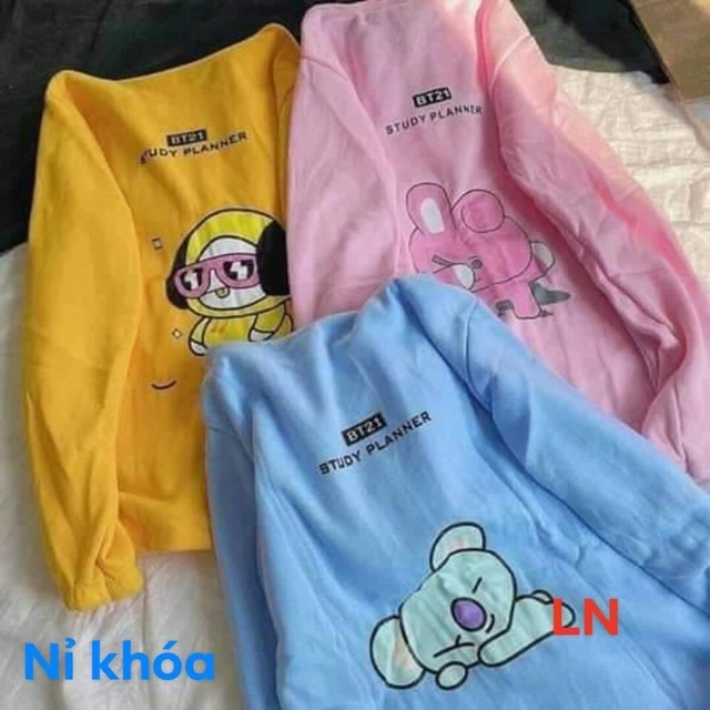 Áo khoác nỉ khoá mũ trùm in động vật hoạt hình