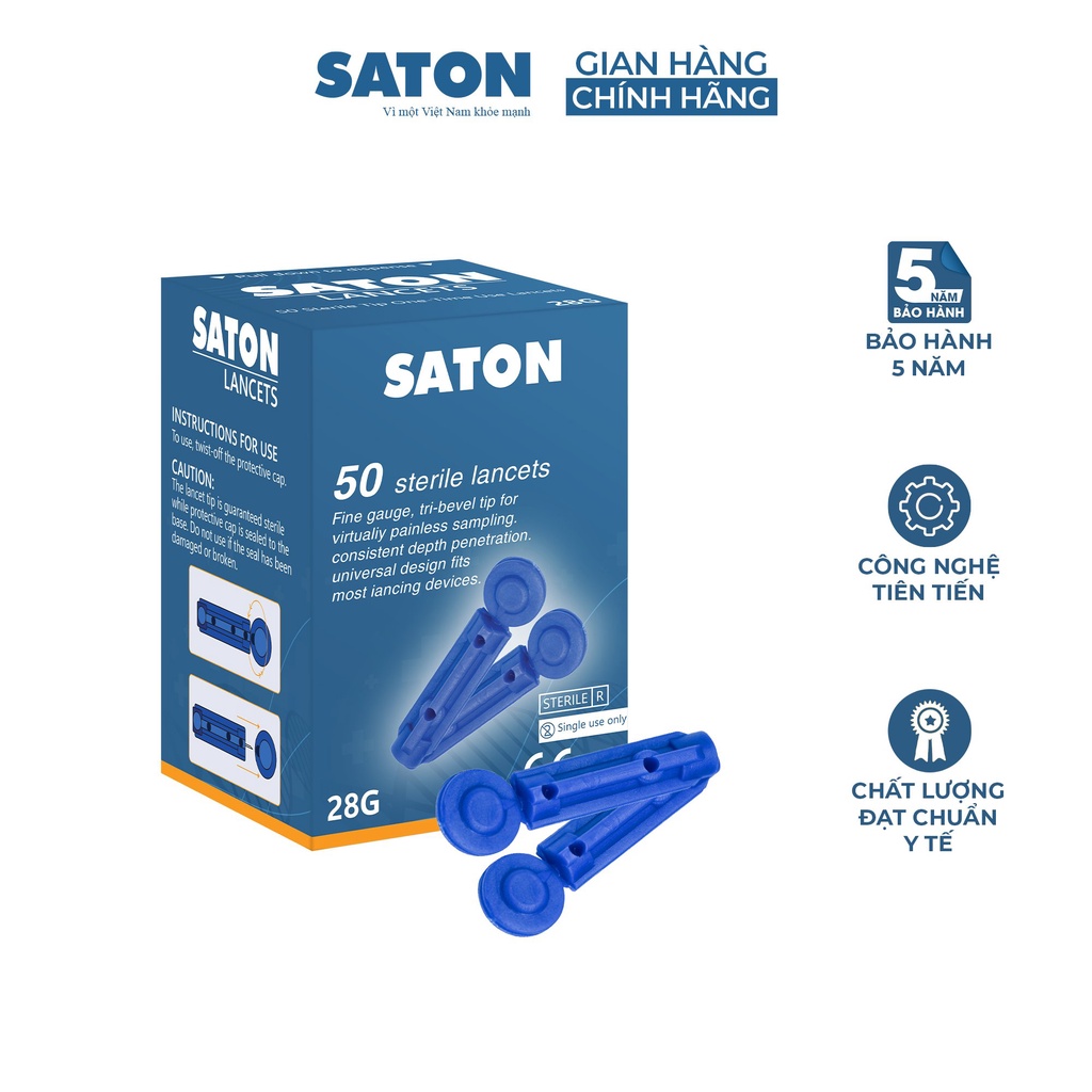 Hộp 50 kim lấy máu đo đường huyết SATON