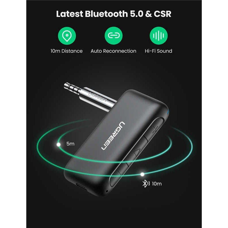 Bộ Thu Bluetooth 5.0 Ugreen 70304 Hỗ trợ aptX ™  - Cổng 3.5mm(Có Pin lưu trữ 8h)