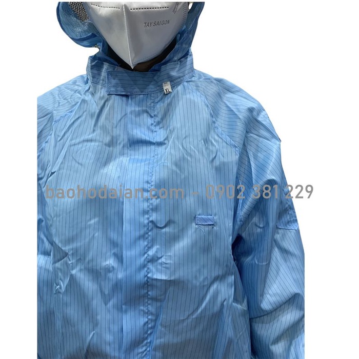 Áo liền quần chống tĩnh điện màu xanh