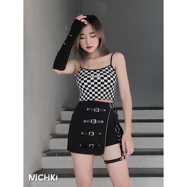 Váy Blackpink ngắn Michiki phối 4 khoá phong cách Ulzzang - Hàng thiết kế cao cấp
