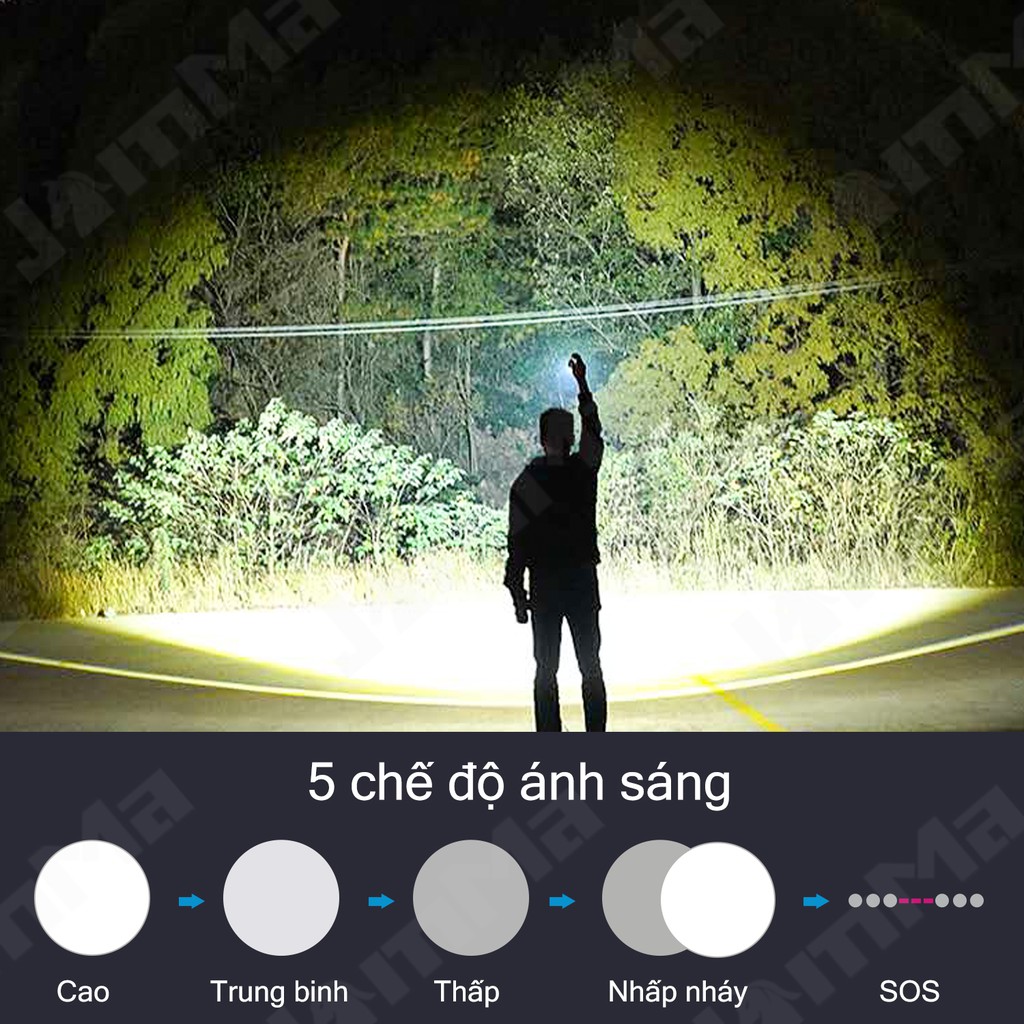 Đèn pin Xhp50 không thấm nước pin 18650 có thể sạc lại qua USB | BigBuy360 - bigbuy360.vn