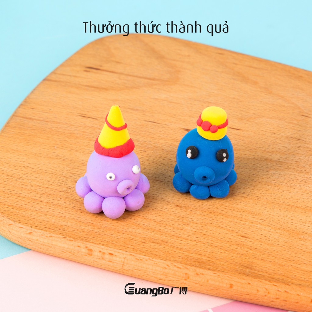 Vỉ đất nặn nhẹ tự khô làm butter slime, an toàn Softclay GuangBo, tạo hình theo ý muốn 12/24 màu H04010/ 11